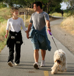 Couple has briskly walked dog for sometime