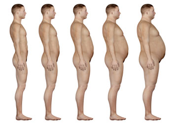 Thin to overly obese man